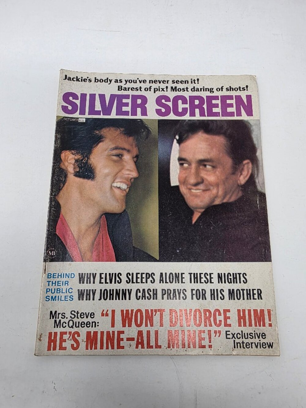 Vintage October 1970 Silver Screen Magazine Johnny Cash Elvis Presley Jackie O